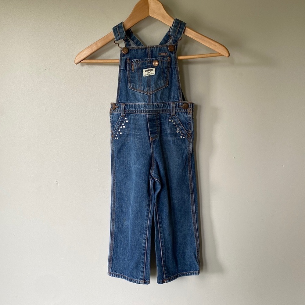Oshkosh rhinestone denim jean overalls